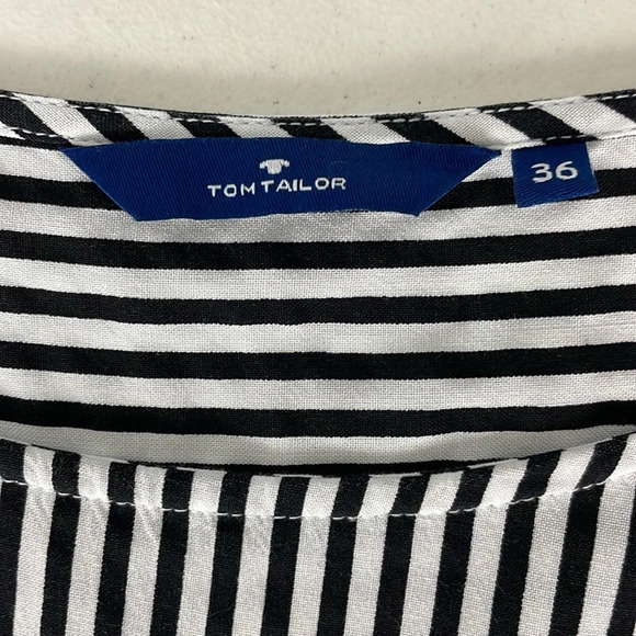 Tom Tailor Blouse Top Size 4 36 Small Stripes Black White Animal Print Heart - Picture 8 of 12